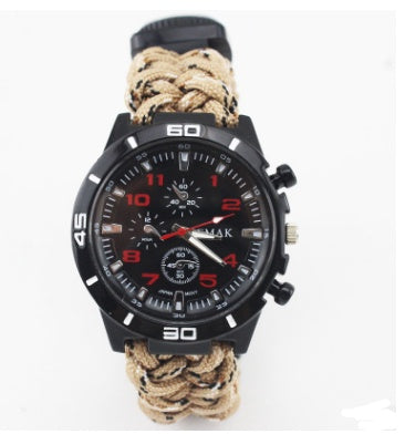 Survival Watch Camping Outdoor Medical Multi-functional Compass Thermometer Rescue Paracord Wristband Equipment Tools kit