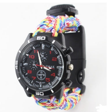 Survival Watch Camping Outdoor Medical Multi-functional Compass Thermometer Rescue Paracord Wristband Equipment Tools kit