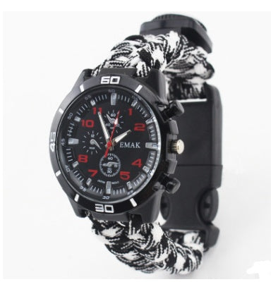Survival Watch Camping Outdoor Medical Multi-functional Compass Thermometer Rescue Paracord Wristband Equipment Tools kit