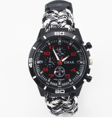 Survival Watch Camping Outdoor Medical Multi-functional Compass Thermometer Rescue Paracord Wristband Equipment Tools kit