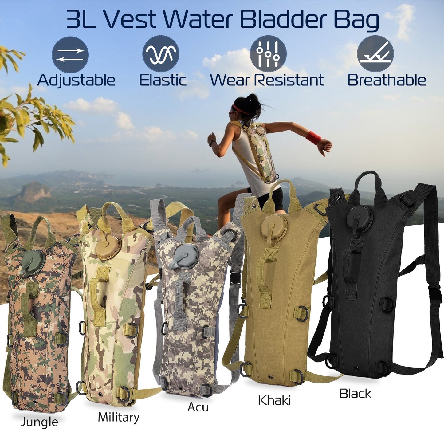 Tactical Hydration Backpack For Hiking Cycling Climbing Running 3L