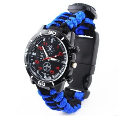 Survival Watch Camping Outdoor Medical Multi-functional Compass Thermometer Rescue Paracord Wristband Equipment Tools kit