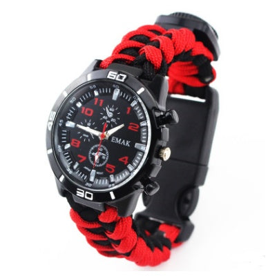 Survival Watch Camping Outdoor Medical Multi-functional Compass Thermometer Rescue Paracord Wristband Equipment Tools kit