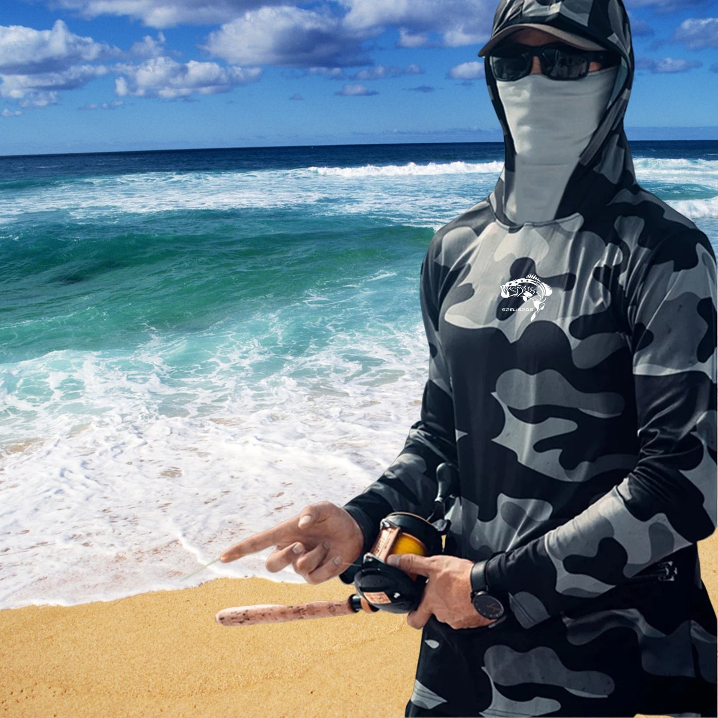 Fishing Hoodie with Face mask