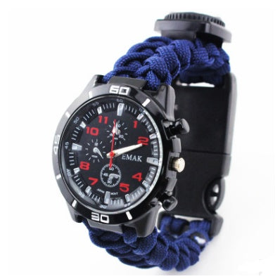 Survival Watch Camping Outdoor Medical Multi-functional Compass Thermometer Rescue Paracord Wristband Equipment Tools kit