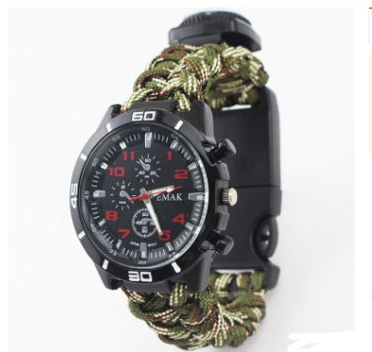 Survival Watch Camping Outdoor Medical Multi-functional Compass Thermometer Rescue Paracord Wristband Equipment Tools kit