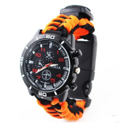 Survival Watch Camping Outdoor Medical Multi-functional Compass Thermometer Rescue Paracord Wristband Equipment Tools kit