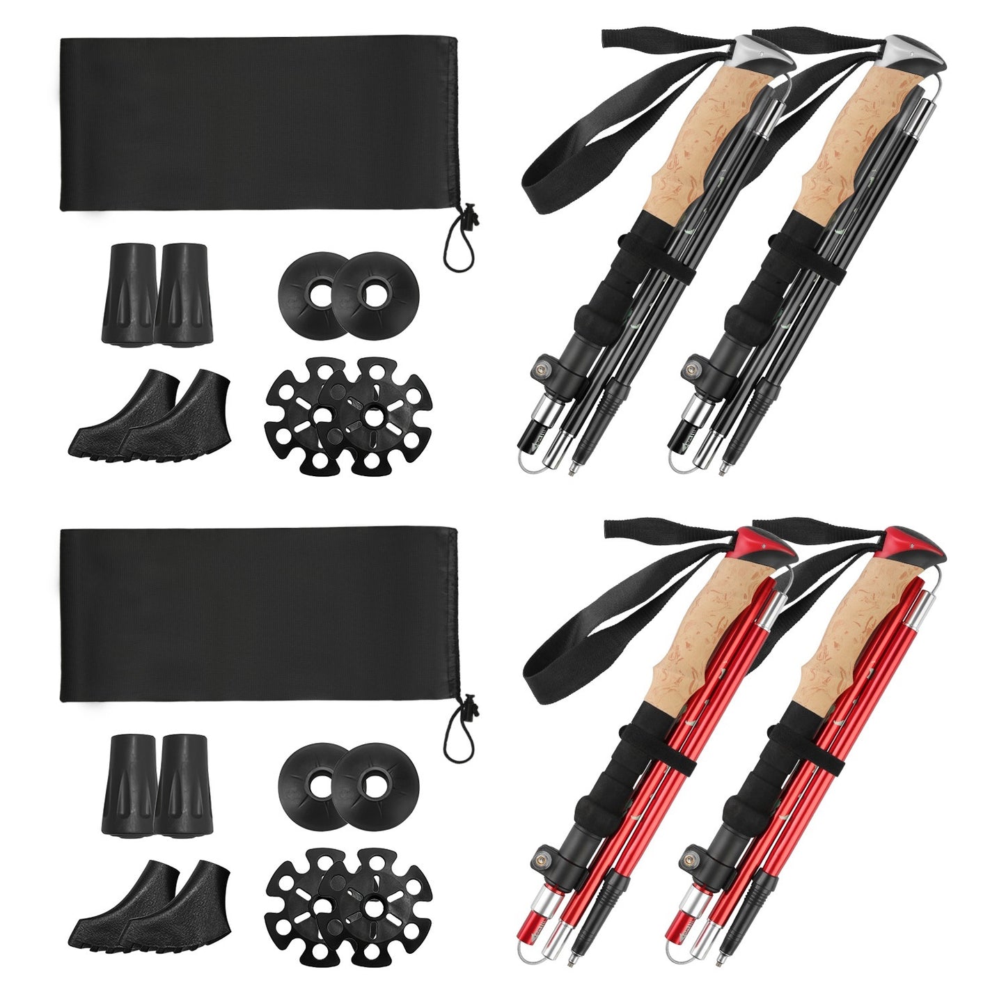 Walking Sticks Collapsible Hiking Poles Folding Aluminum Trekking Poles