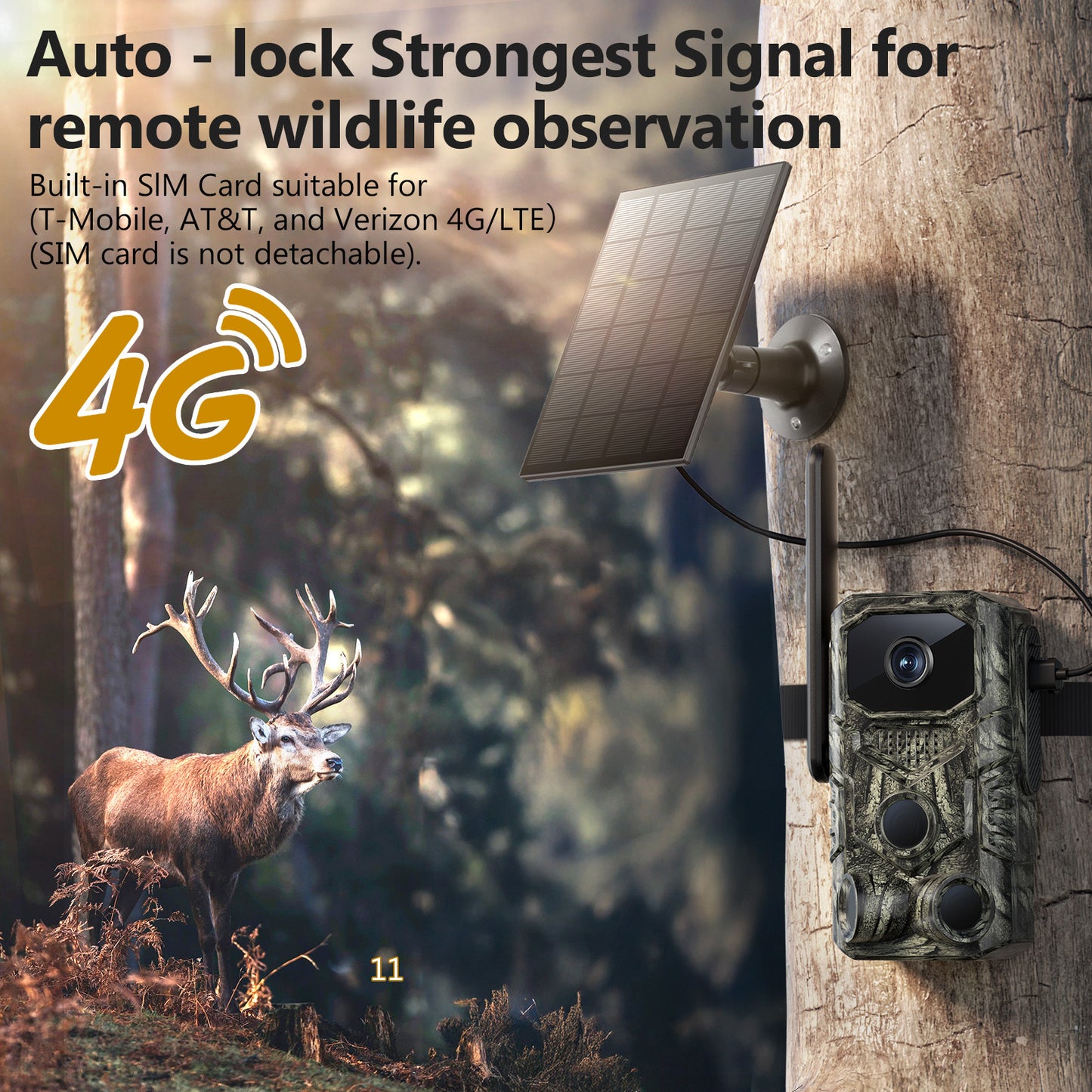 GPS 4G Hunting Outdoor Wildlife Camera Wide Angle 4MP Camouflage