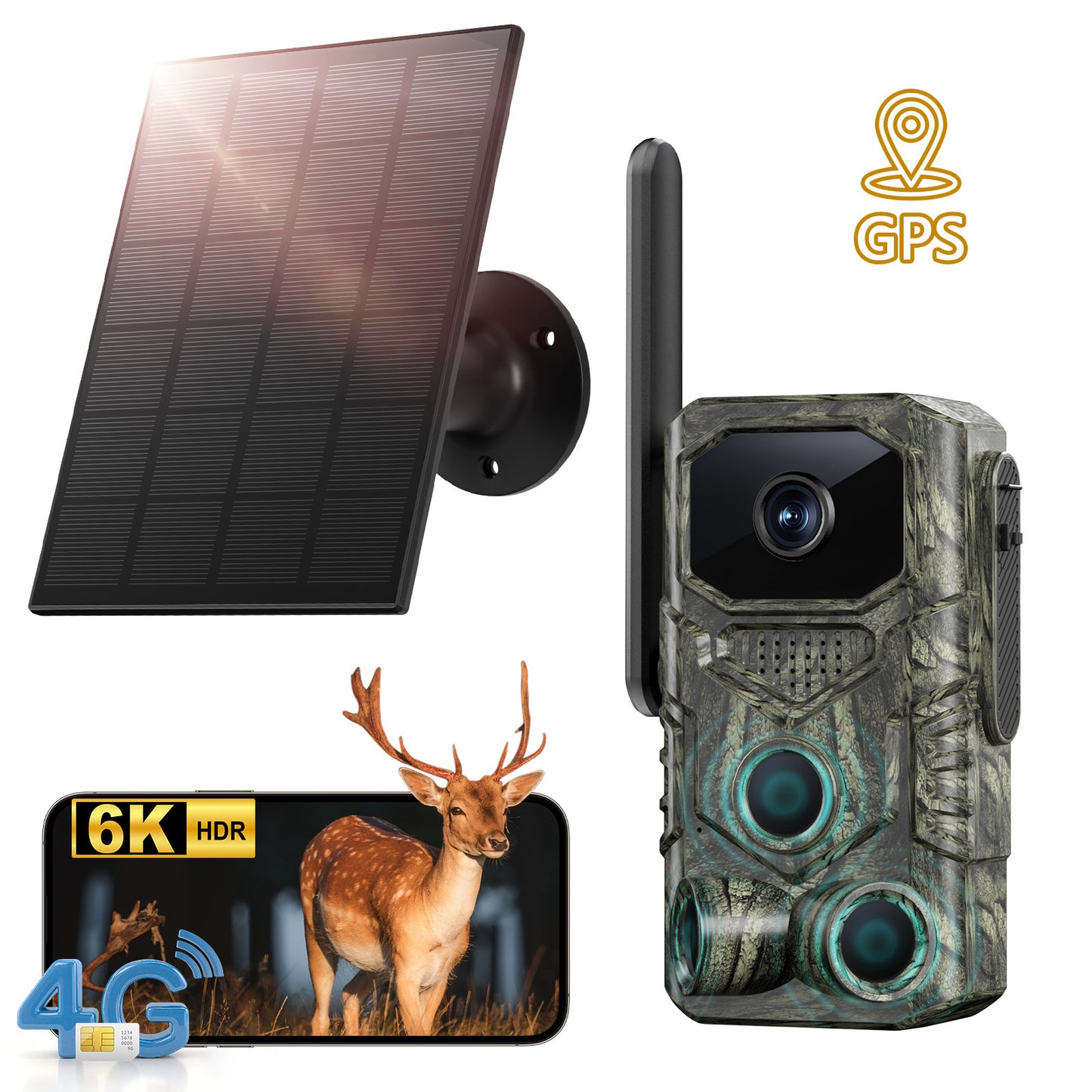 GPS 4G Hunting Outdoor Wildlife Camera Wide Angle 4MP Camouflage